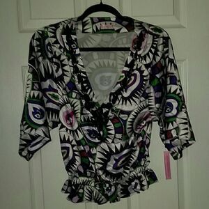 Rachel Lym v neck kimono top cover up Sz. XS NWT